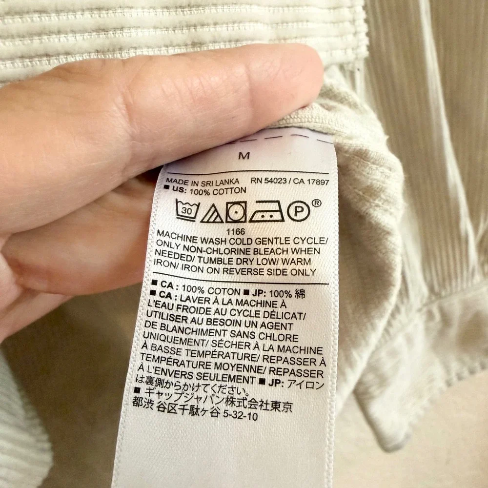 Banana Republic Mens Corduroy Shacket Shirt Beige Long Sleeve Cotton Med
